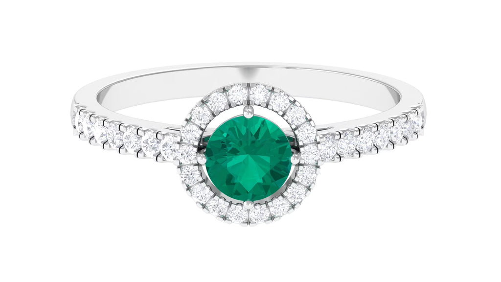 Emerald and Diamond Ring in Gold, 925 Sterling Silver S3320