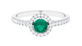 Emerald and Diamond Ring in Gold, 925 Sterling Silver S3320