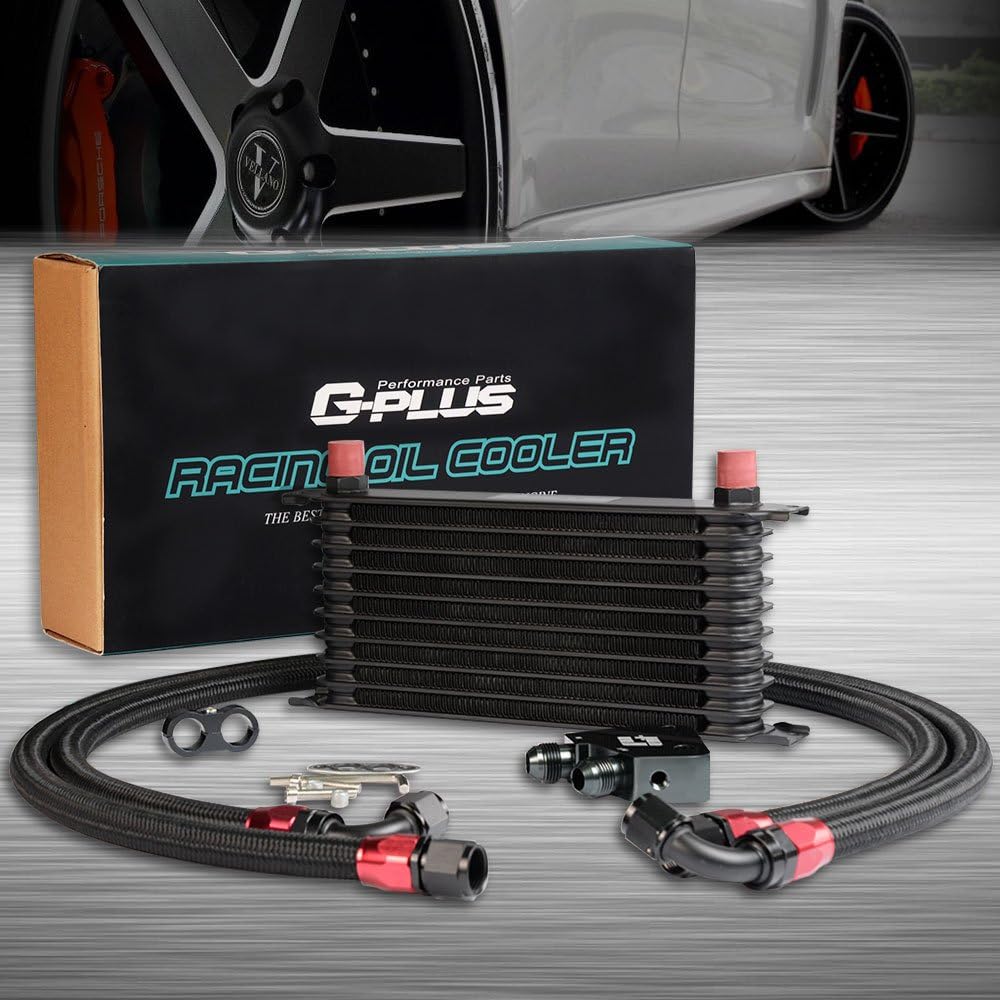 10 Row AN10 Engine Transmission Oil Cooler Kit with Oil Filter Relocation Kit G440325