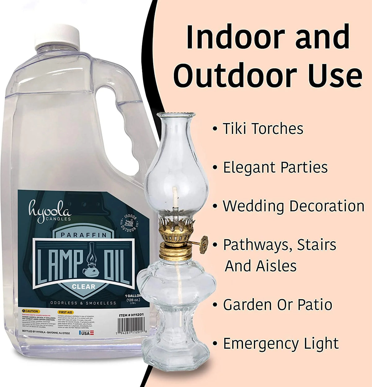 Clean Smokeless Liquid Paraffin Lamp Oil, Clear, 1 Gallon F889944