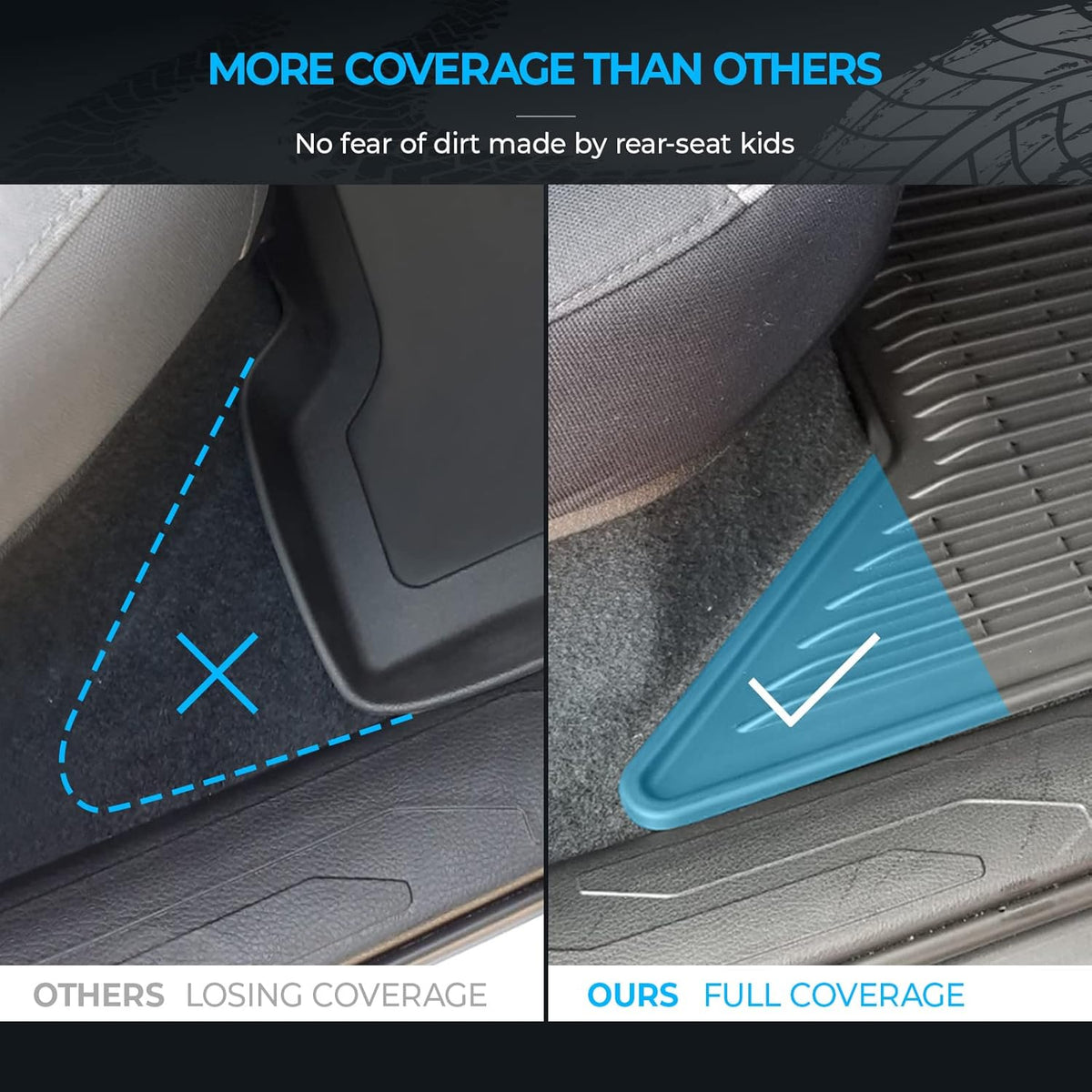 Black All-Weather Heavy Duty TPE Rubber Floor Mats Liners J450