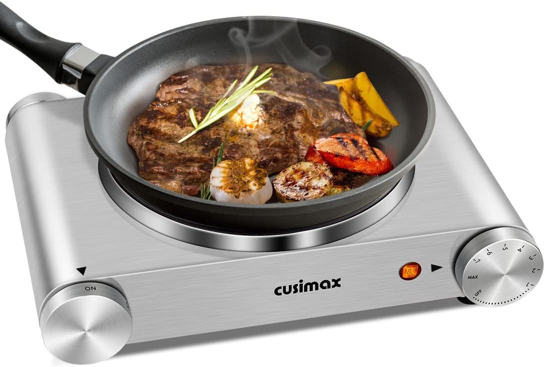 Electric Burner Hot Plate with Adjustable Temperature Control, Stainless Steel K214