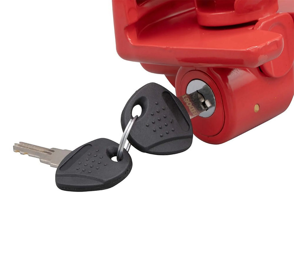 2 Pack Trailer Ball Hitch Lock with Keys, Heavy-Duty Steel Red Coupler Lock B586011