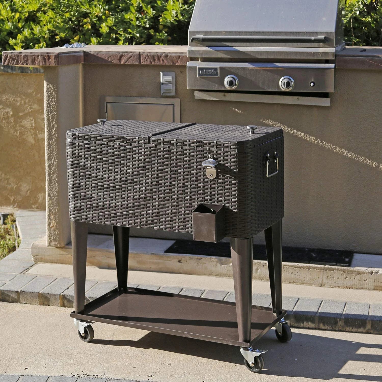80 Quart Rolling Cooler Ice Chest Cart with Wheels K368099