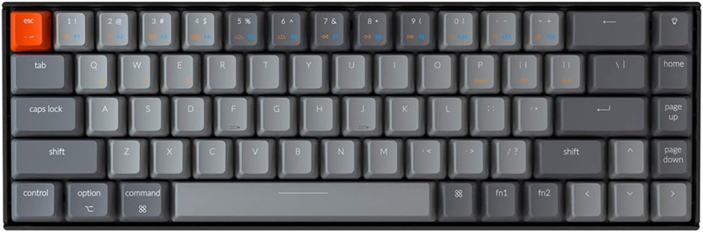 Keychron K6 Hot Swappable Wireless Bluetooth 5.1/Wired Mechanical Gaming Keyboard, 65% Compact 68-Key RGB LED Backlight/Gateron G Pro Blue Switch/Rechargeable Battery Compatible with Mac Windows P951521