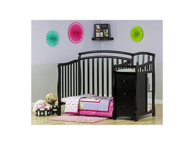 4-in-1 Mini Crib and Dressing Table Black K86936