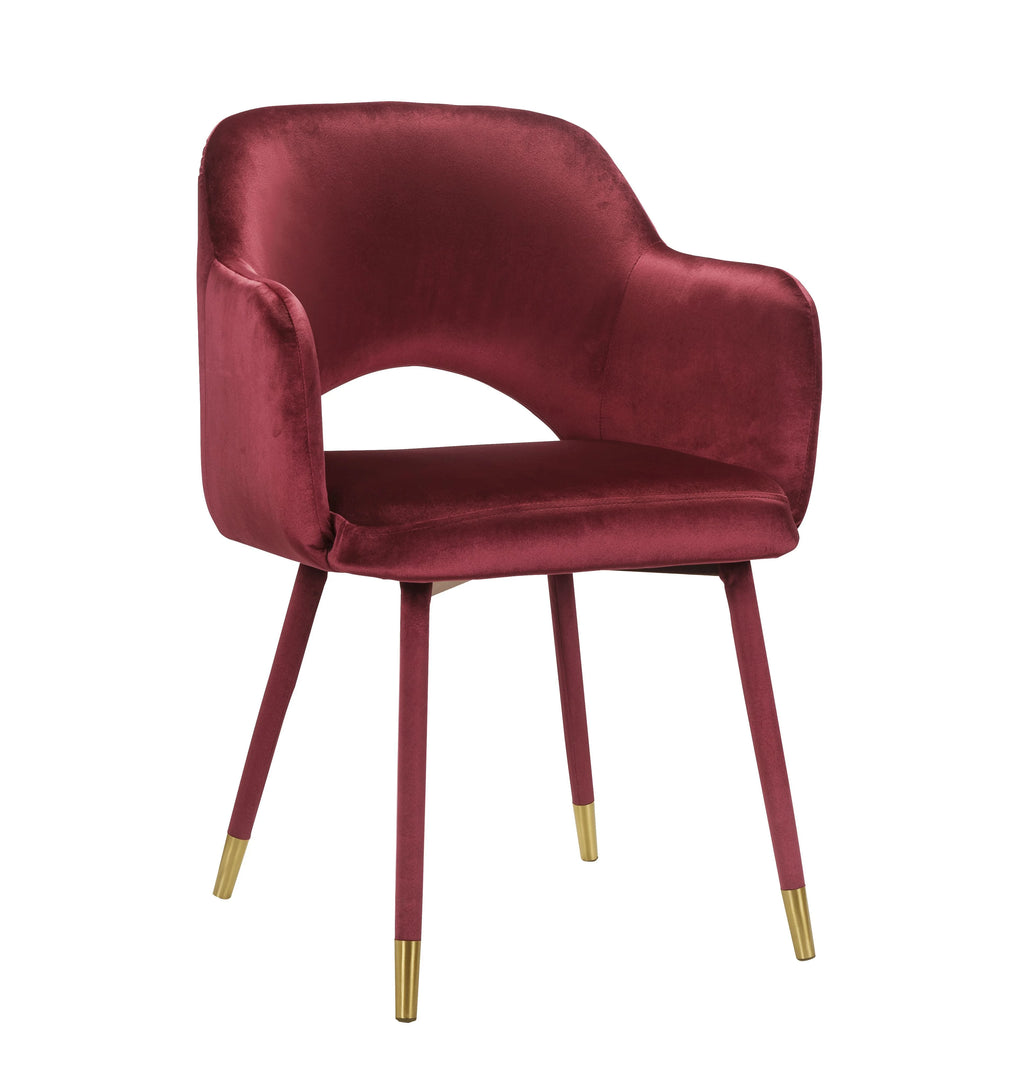 Bordeaux-Red Velvet Accent Chair J4669