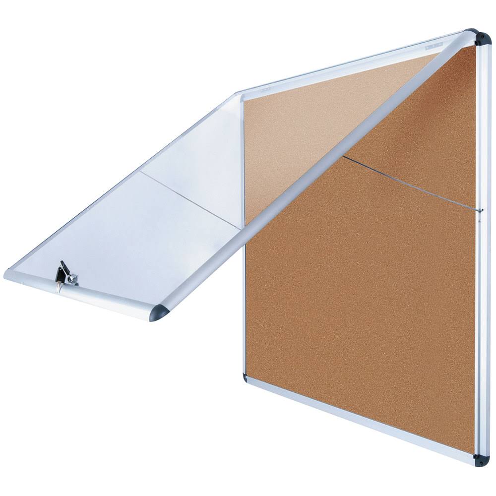 Slim-Line Enclosed Cork Bulletin Board 47 x 38 in. Aluminum Case V8681