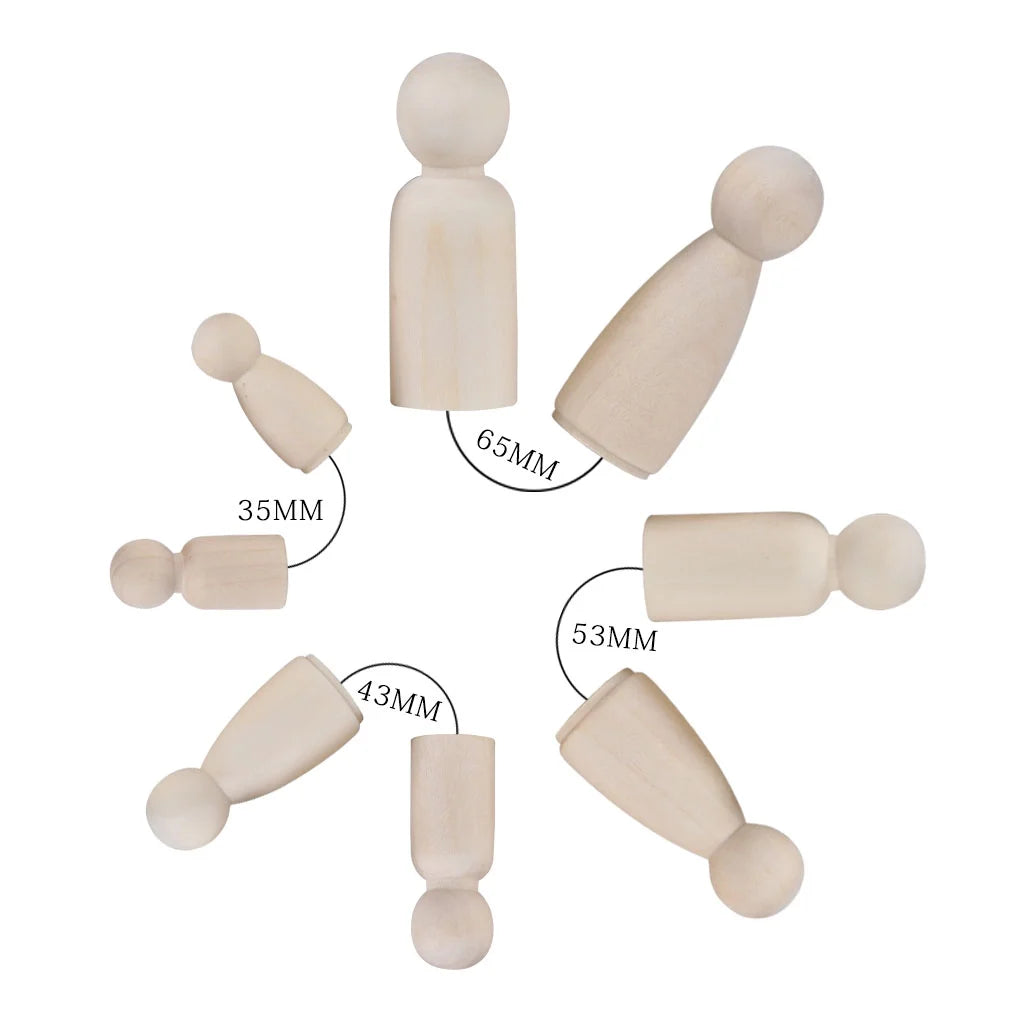 24Pcs Unpainted Wooden Peg Dolls W4012