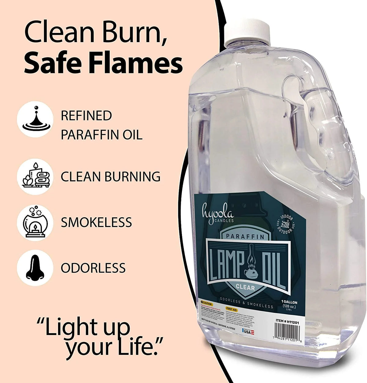 Clean Smokeless Liquid Paraffin Lamp Oil, Clear, 1 Gallon F889944