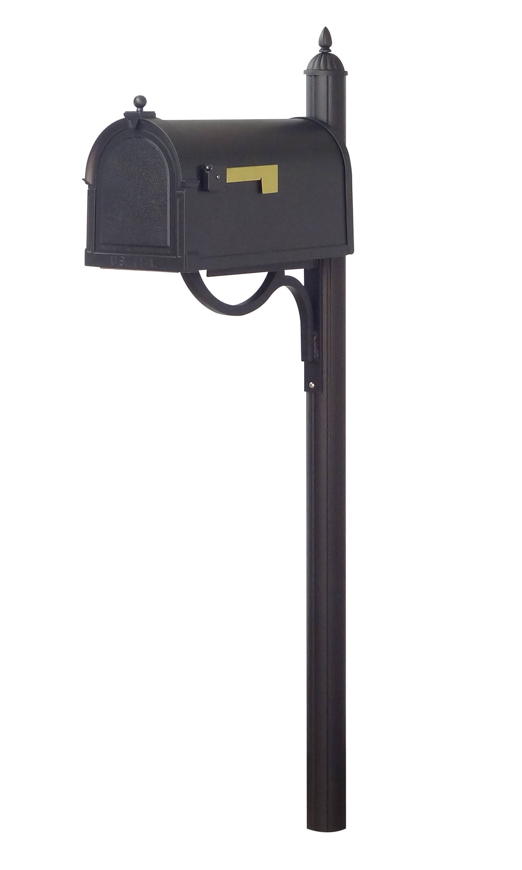 Black Curbside Mailbox with Locking Insert and Mailbox Post O3481