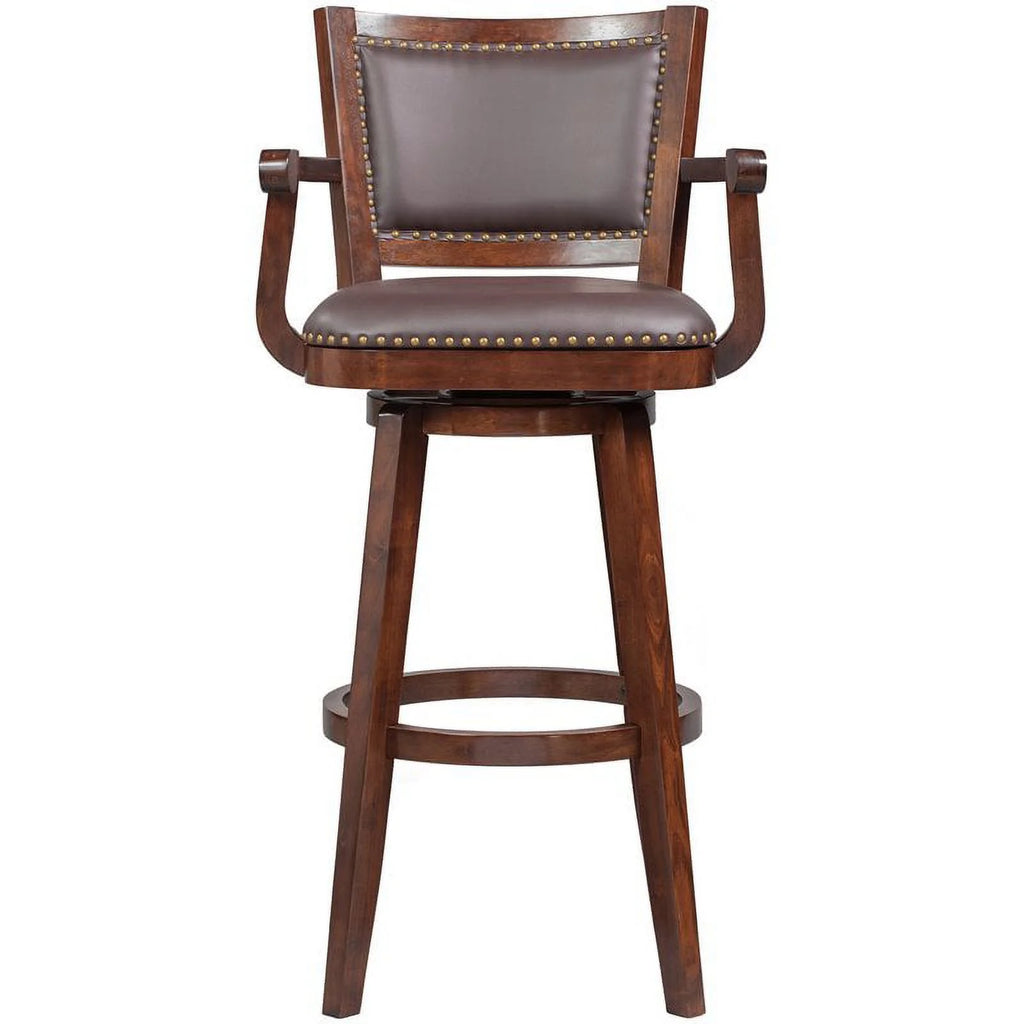 36" Swivel Extra Tall Wood Bar Stool in Cappuccino Q15395