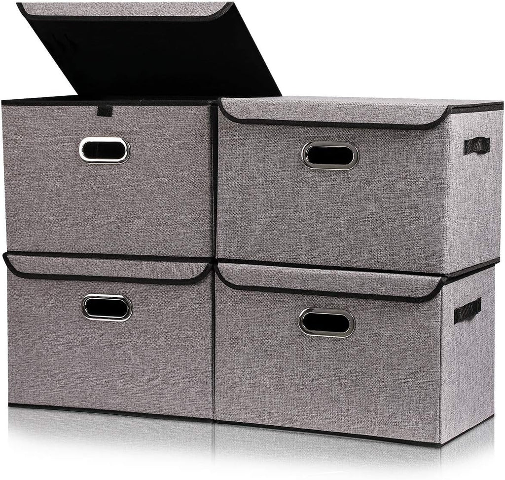 Collapsible Storage Boxes with Lids, Fabric Foldable Storage Container, Pack of 2 T2355