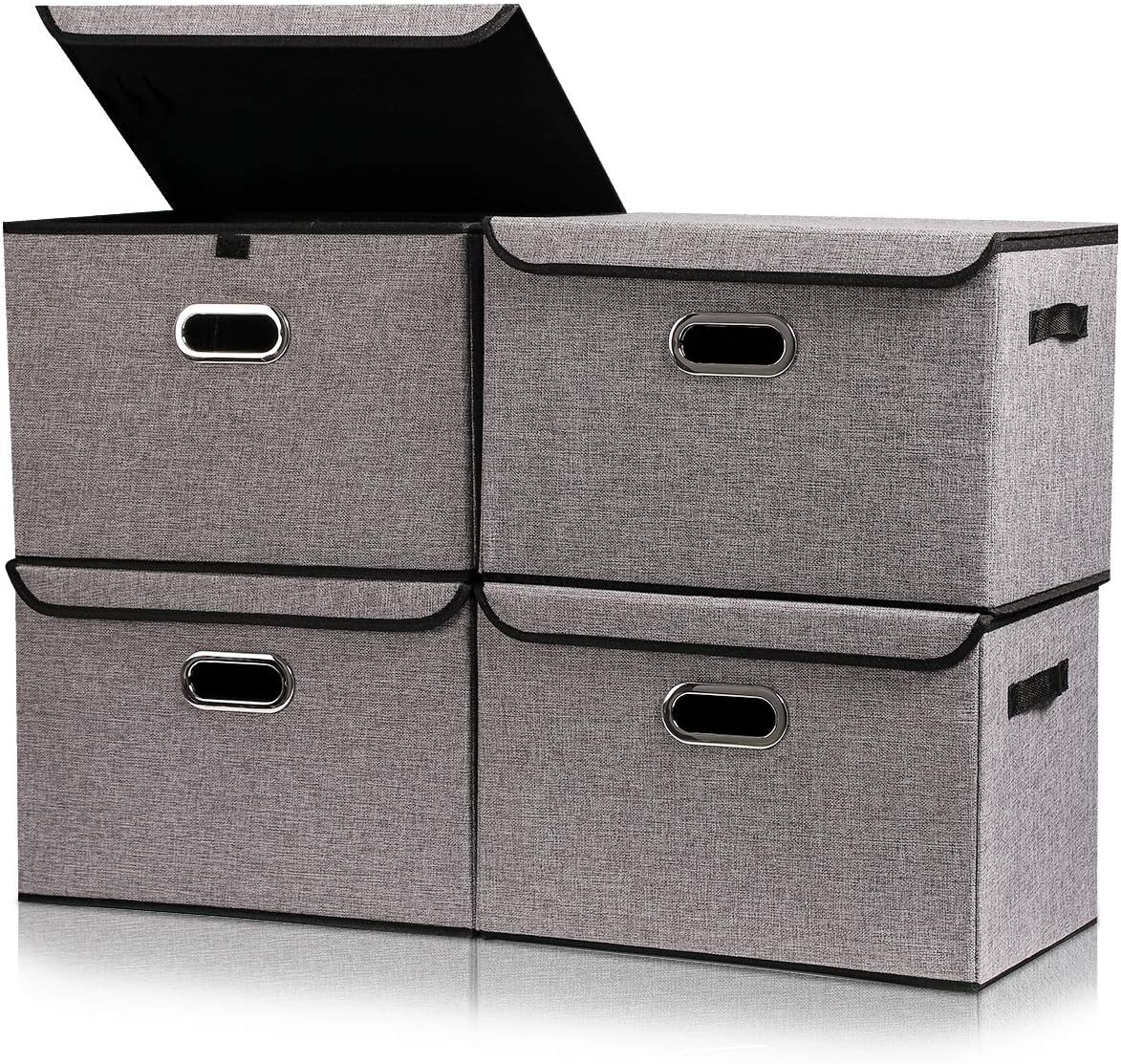 Collapsible Storage Boxes with Lids, Fabric Foldable Storage Container, Pack of 2 T2355
