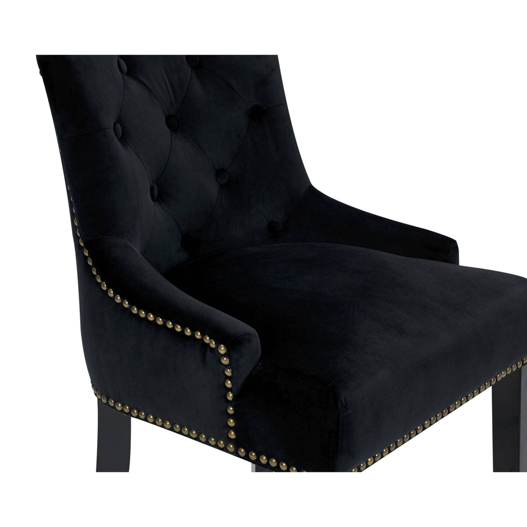Black Velvet Nailhead Counter Stool Chair R95738