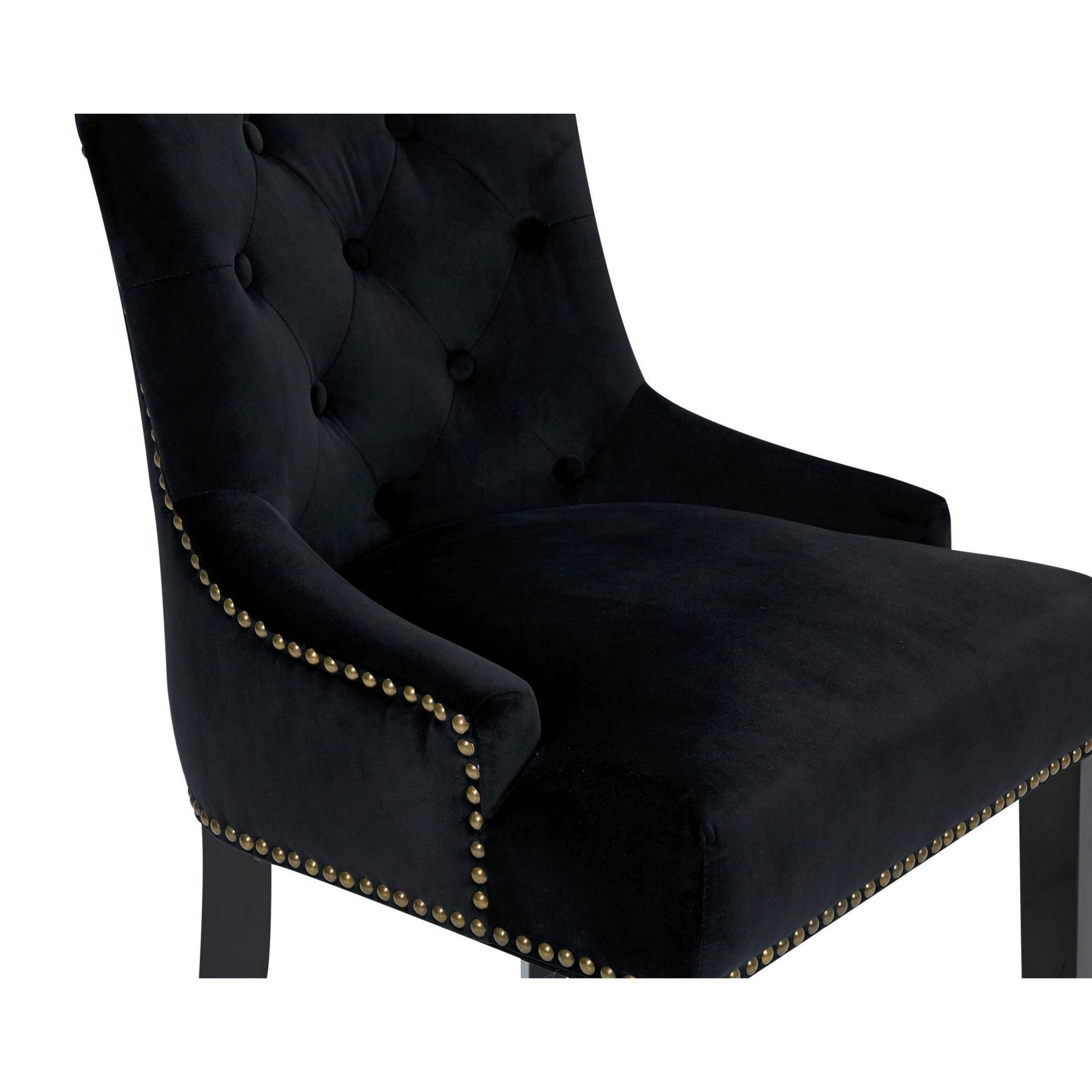 Black Velvet Nailhead Counter Stool Chair R95738