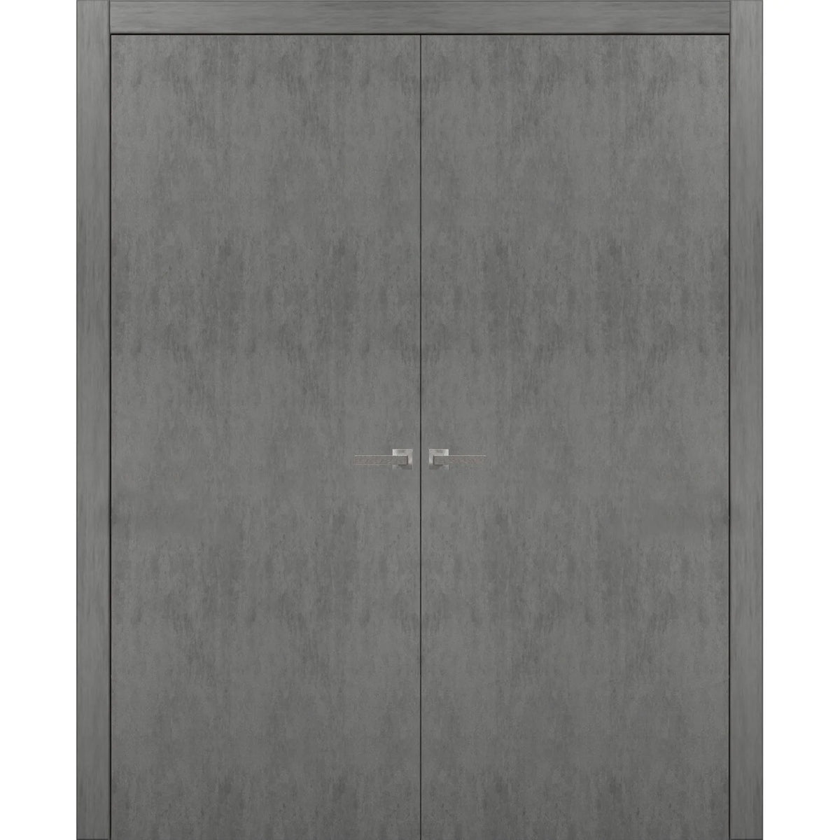 Solid French Double Doors with Wood Solid Panel Frame Trims W77907