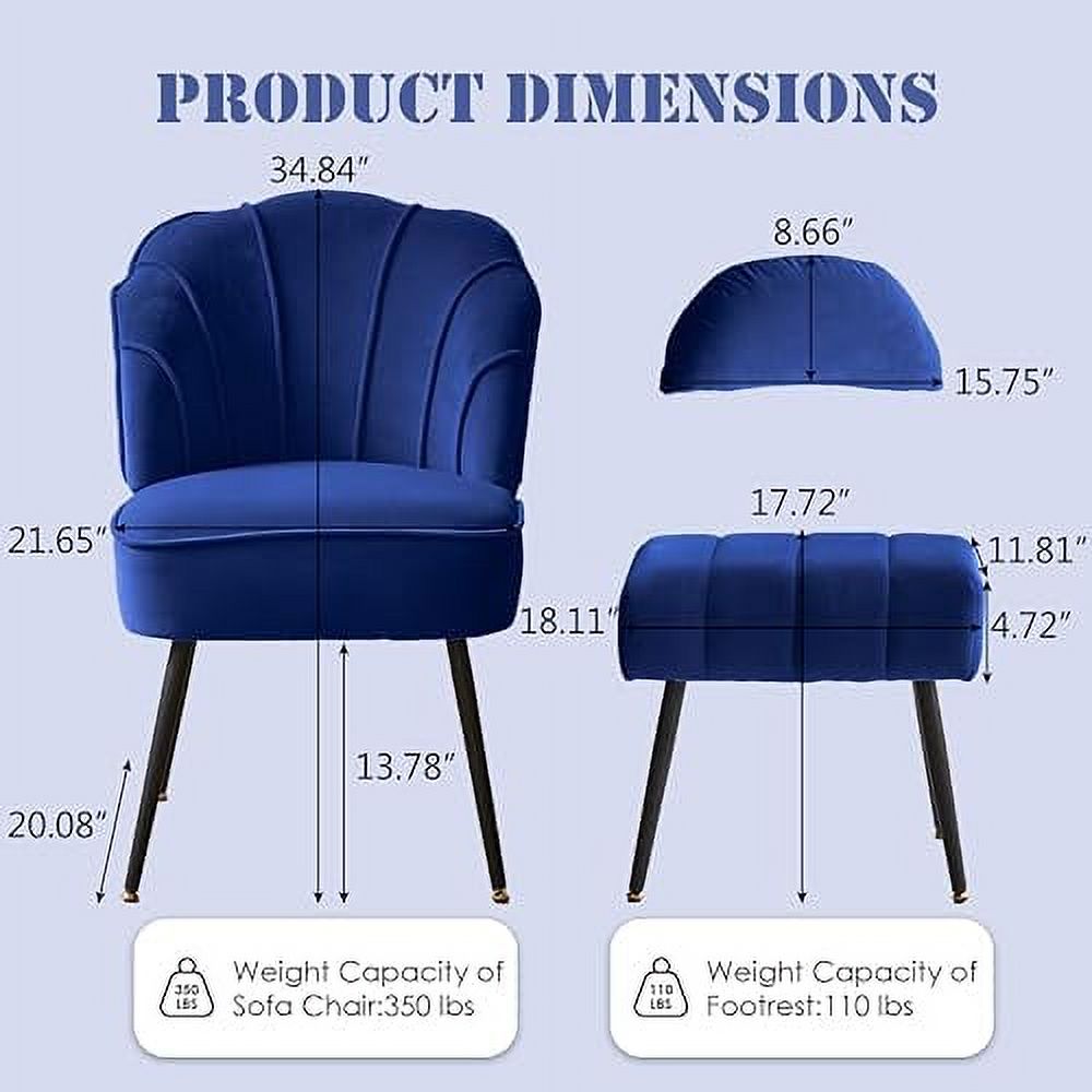 Beige Velvet Wingback Accent Chair with Ottoman M23105