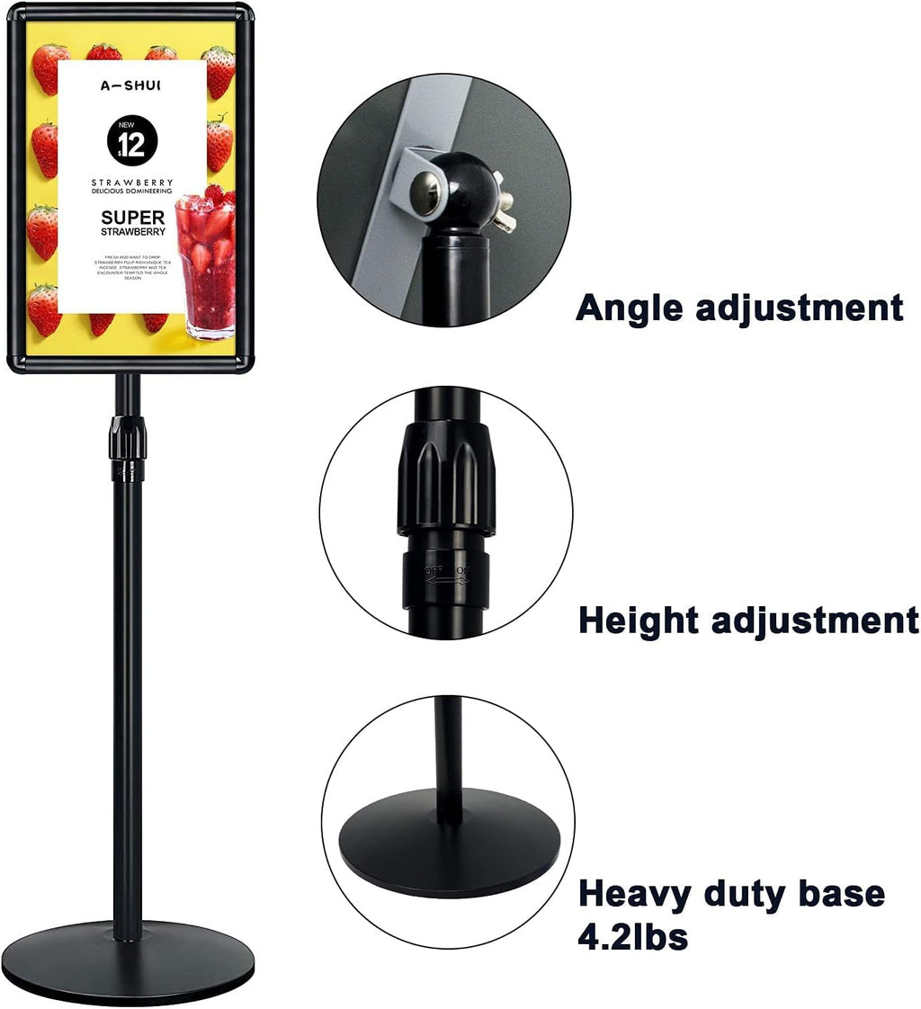 Heavy Duty Floor Standing Sign Holder with Cast Iron Base J379