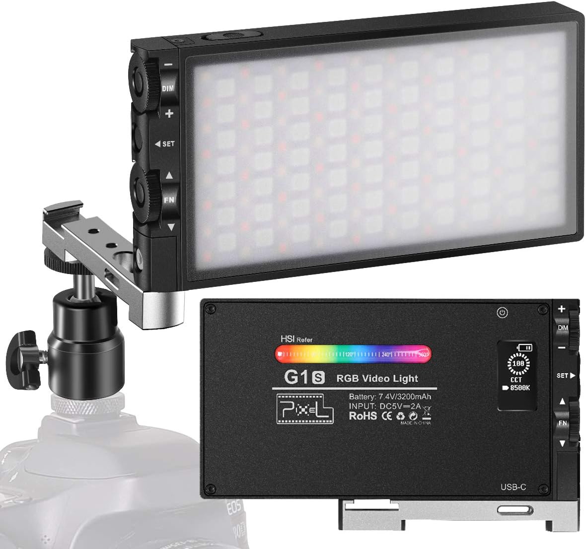 RGB Video Light with Rechargeable Battery, CRI 97, Aluminum Alloy Body P22378