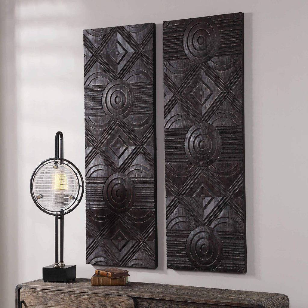 Carved Wood Wall Panels - Set of 2 T670535