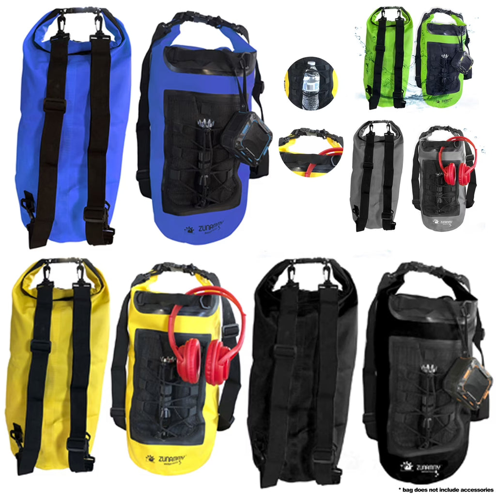 10L Waterproof Dry Bag With Mesh Pocket And Handle - Black J1850