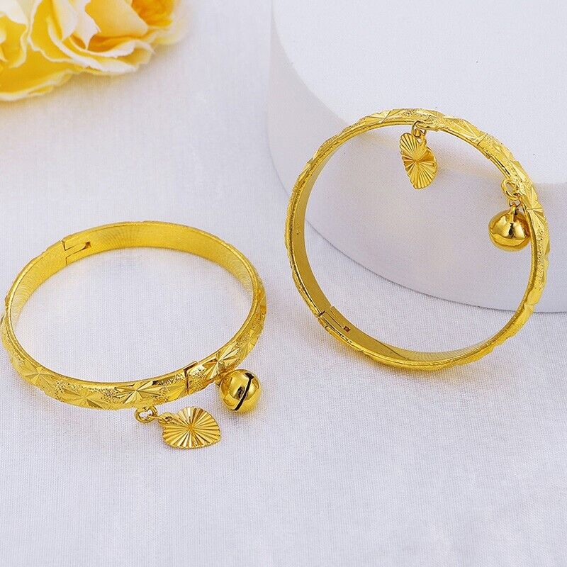 18k Gold Filled Sterling Silver Baby Bead Bell Bracelet L7284