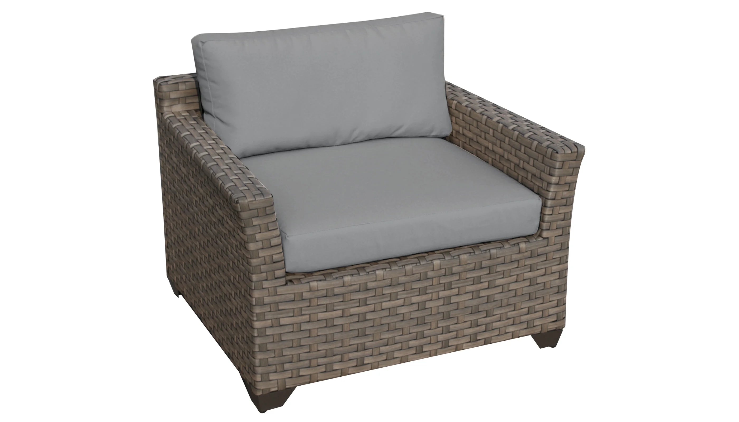5 Piece Wicker Patio Conversation Set with Club Chair and Cushion Covers K5054