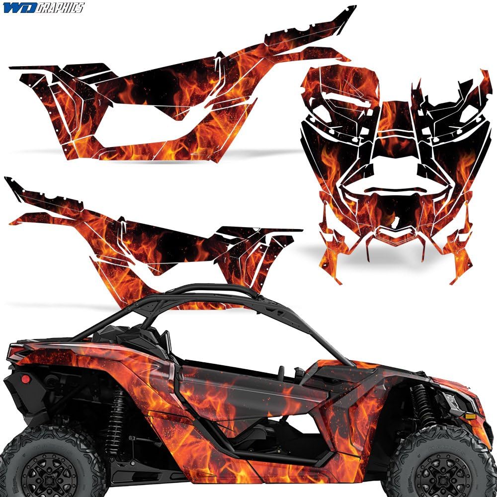 Orange Flames UTV Graphics Kit Sticker Decal U4419