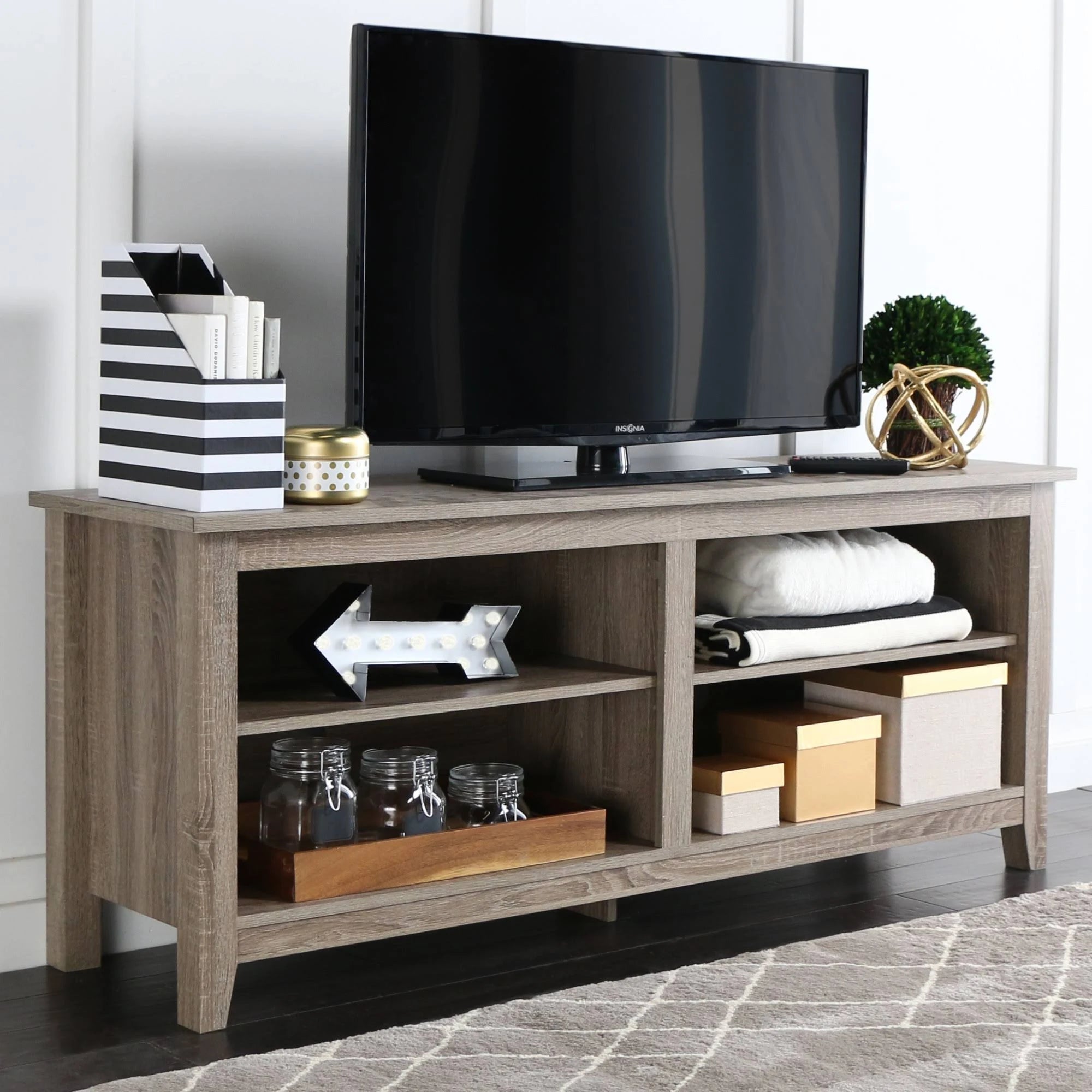 Gray Wood TV Media Stand Storage Console F183