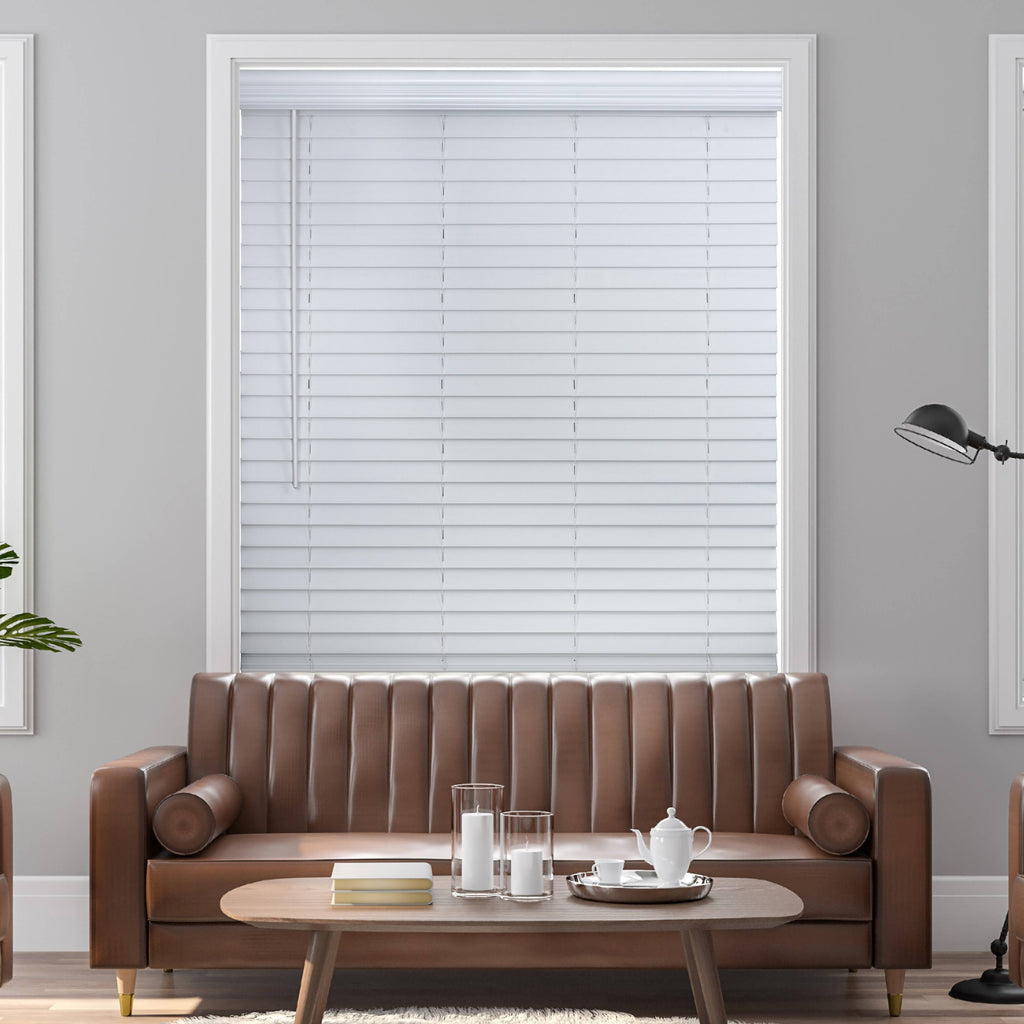 White Faux Wood Blind M59595