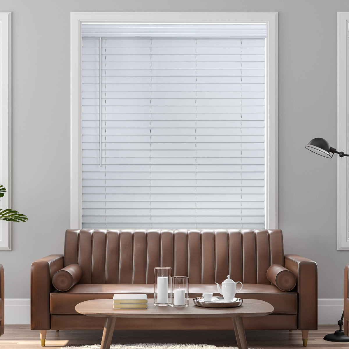 White Faux Wood Blind M59595