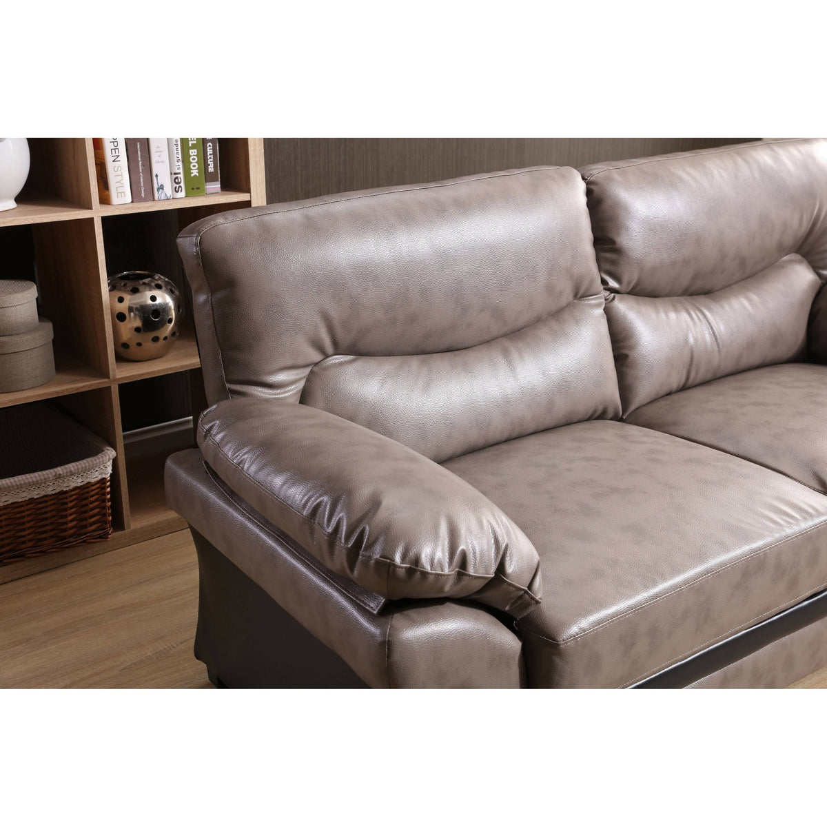 Faux Leather Loveseat in Black F43406