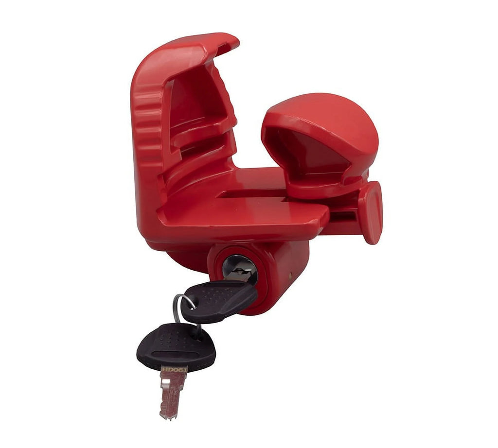 2 Pack Trailer Ball Hitch Lock with Keys, Heavy-Duty Steel Red Coupler Lock B586011