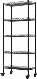 Black 5-Shelf Metal Wire Shelving Unit on Casters I516031