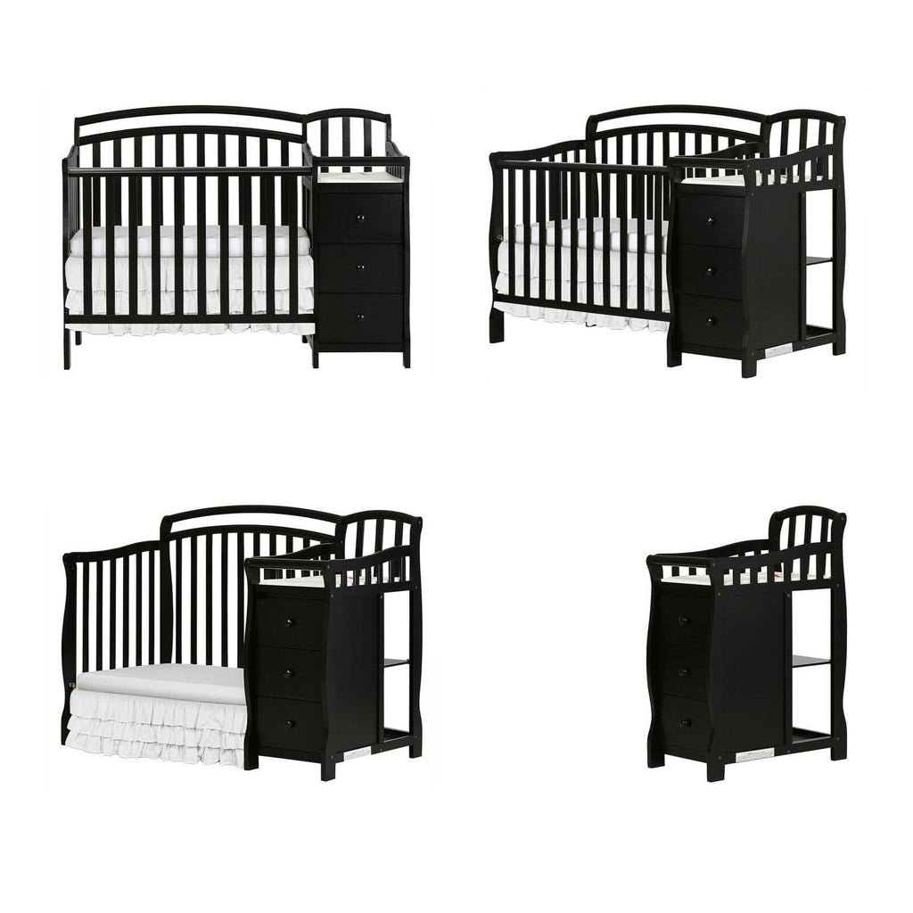 4-in-1 Mini Crib and Dressing Table Black K86936