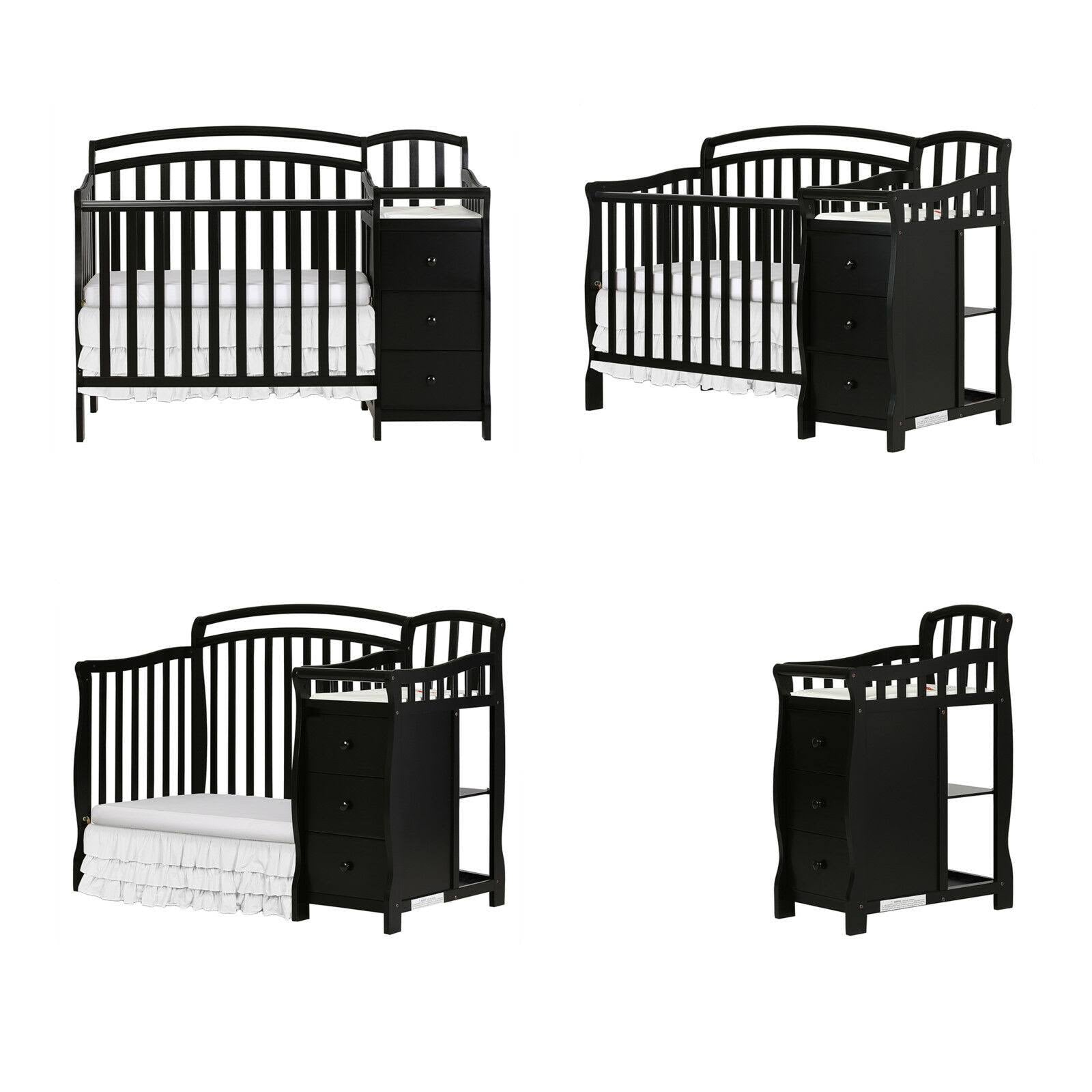 4-in-1 Mini Crib and Dressing Table Black K86936