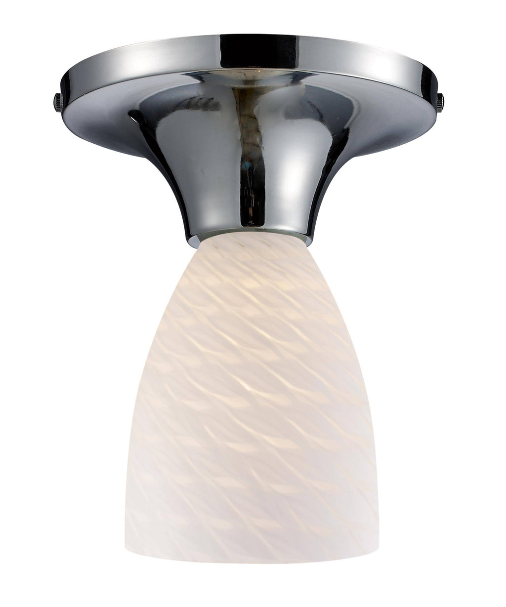 Polished Chrome and White Swirl Glass Semi Flush Light C50971