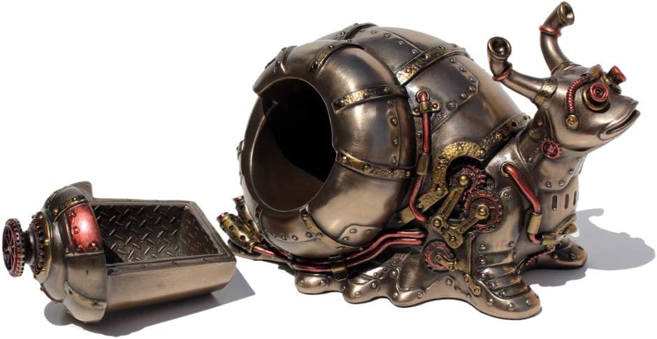 Steampunk Giant Land Snail Trinket Box Cold Cast Resin Antique Bronze Finish G836553