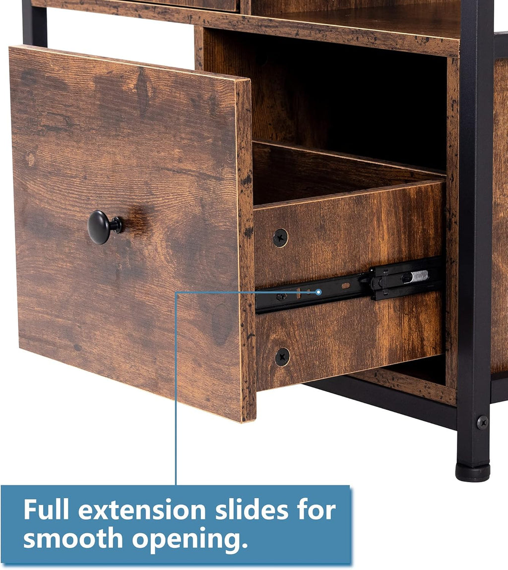 Storage Cabinet with Open Shelf and Drawer, Rustic Brown Z1135