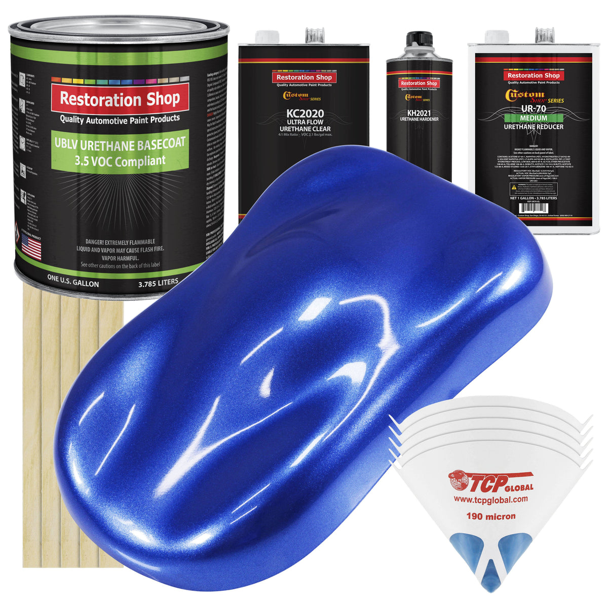 Cobalt Blue Firemist Low VOC Urethane Basecoat Clearcoat Car Paint Complete Medium Gallon Kit J415