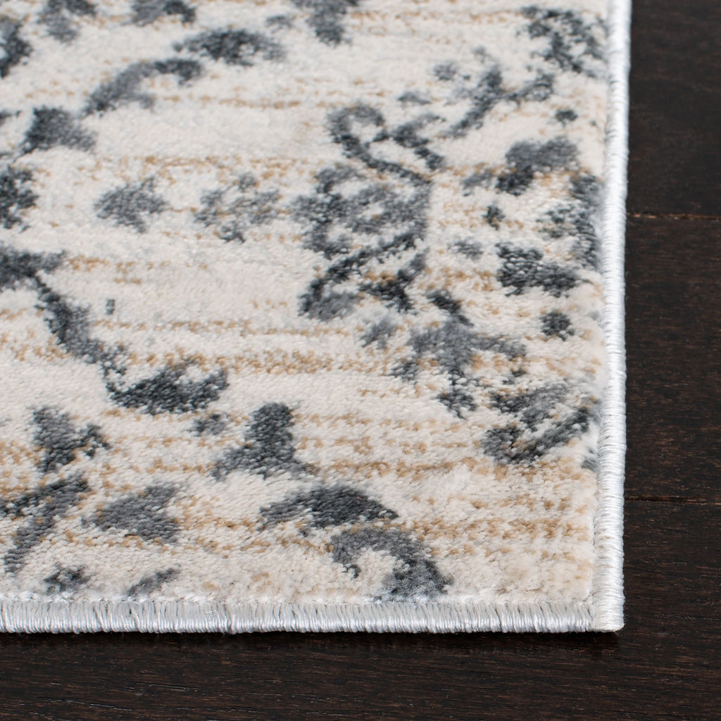 Geometric Floral Area Rug, Cream/Grey, 5'3" x 7'7" G537