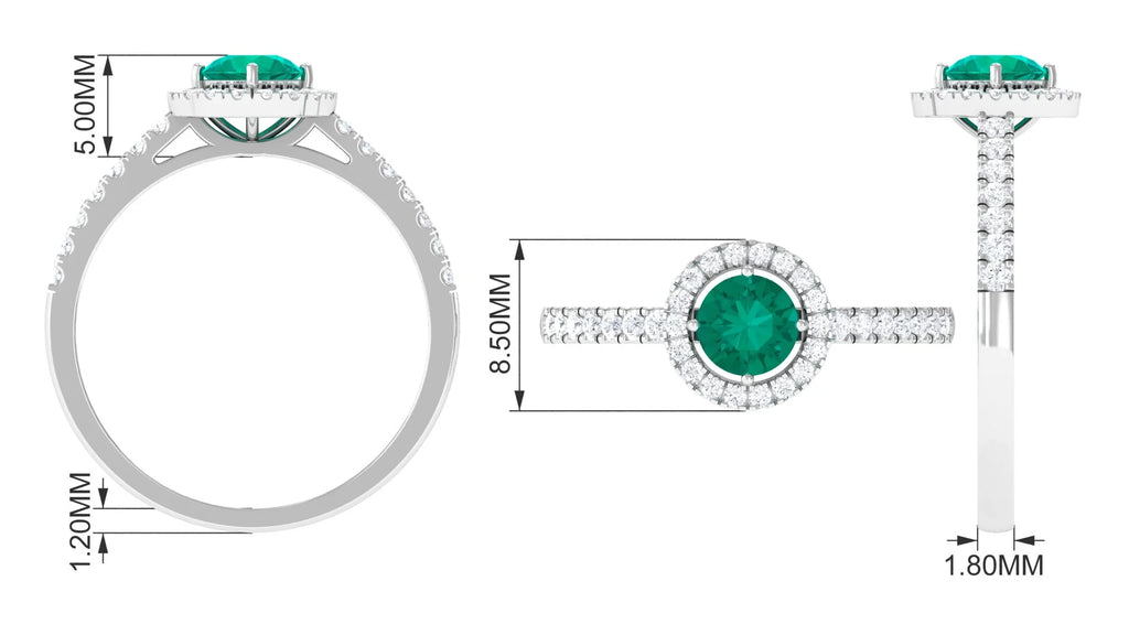 Emerald and Diamond Ring in Gold, 925 Sterling Silver S3320