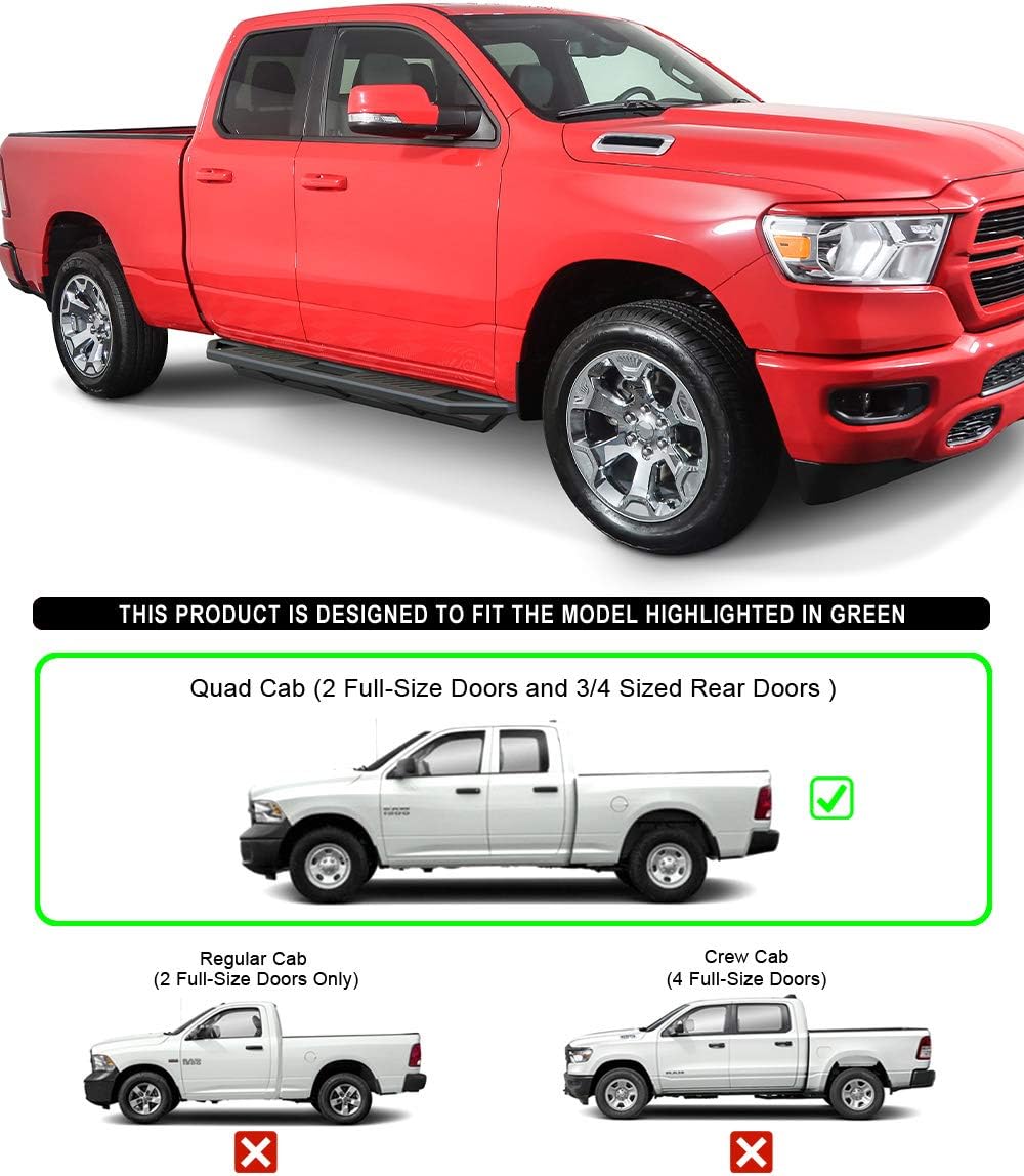 6.5in Aluminum Running Boards for Dodge Ram 1500 Quad Cab C283815
