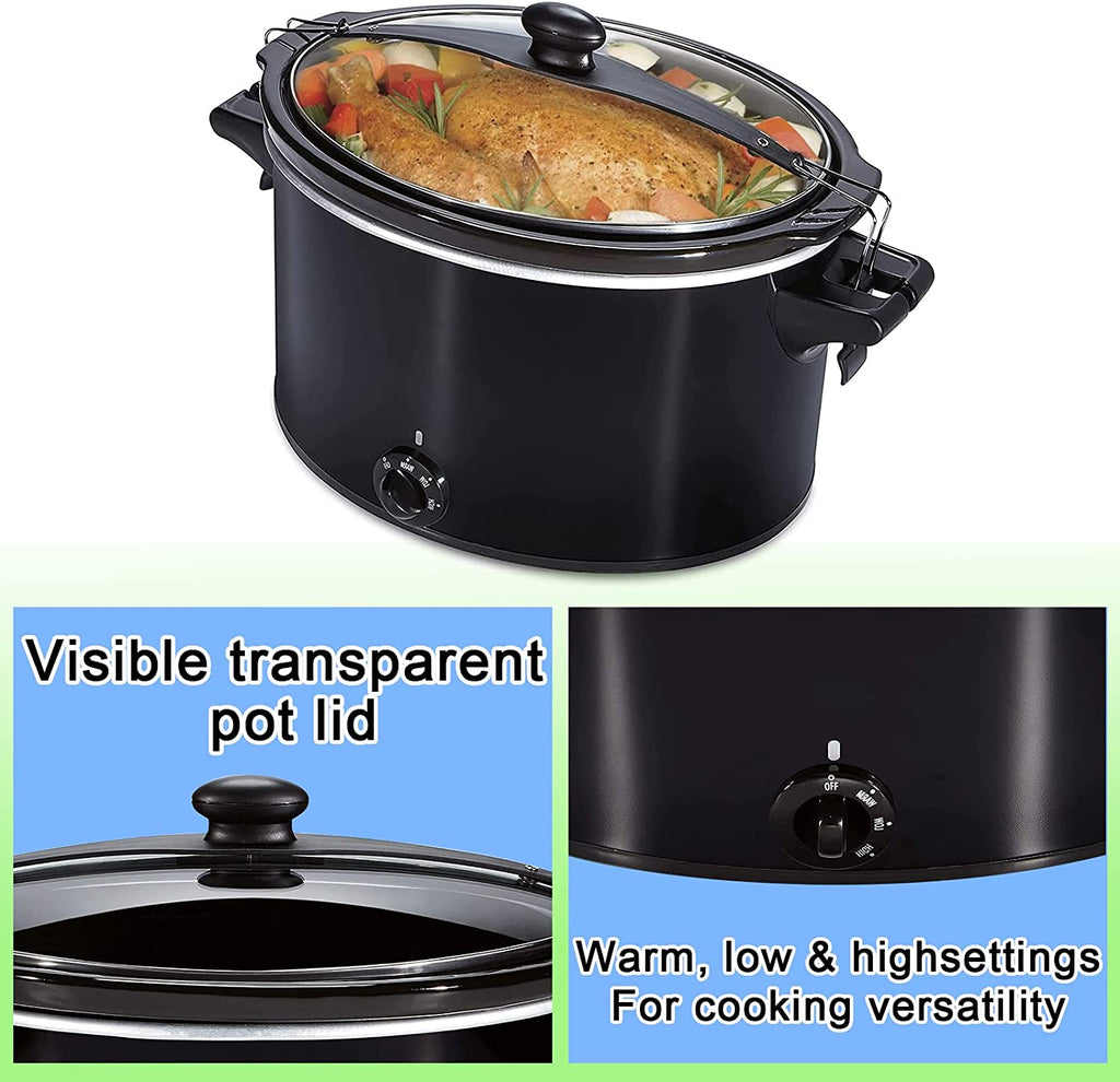 Black 10-Quart Slow Cooker with Lid Lock C836