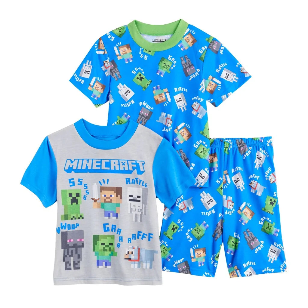 3-piece Poly Pajama Shorts Set Q288349
