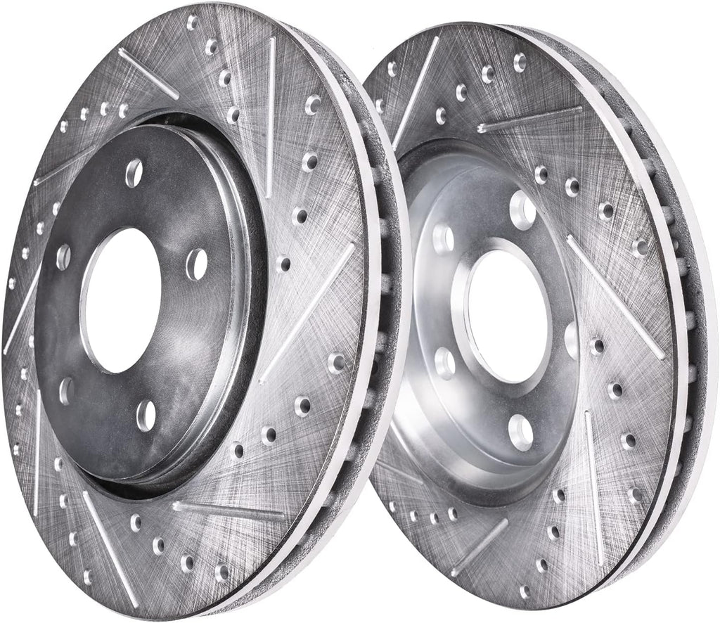 Front Drilled and Slotted Brake Rotors 2pc Set A322
