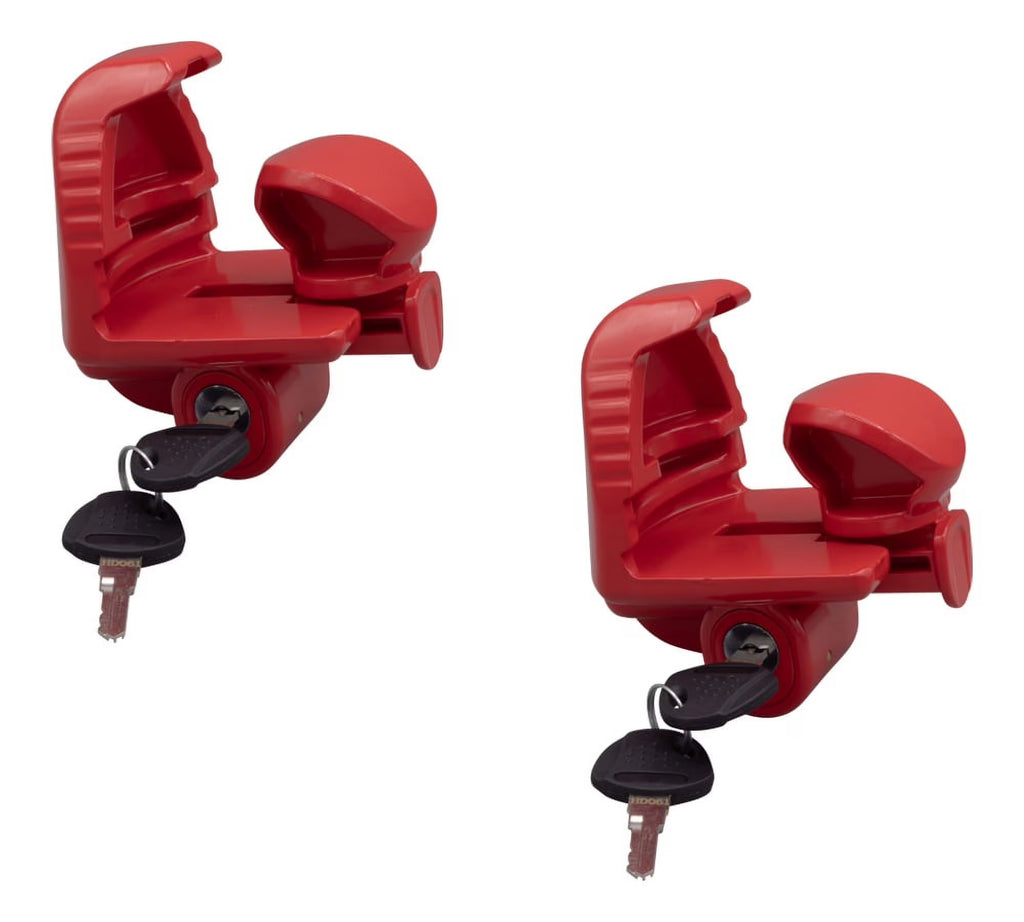 2 Pack Trailer Ball Hitch Lock with Keys, Heavy-Duty Steel Red Coupler Lock B586011