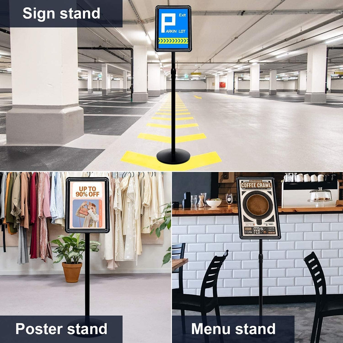 Heavy Duty Floor Standing Sign Holder with Cast Iron Base J379
