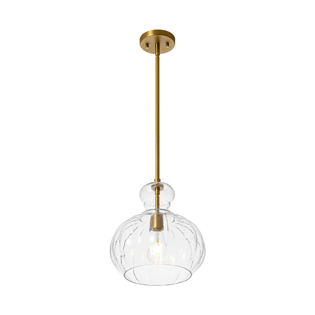 1-Light Dimmable Glass Farmhouse Pumpkin Shaded Pendant K652